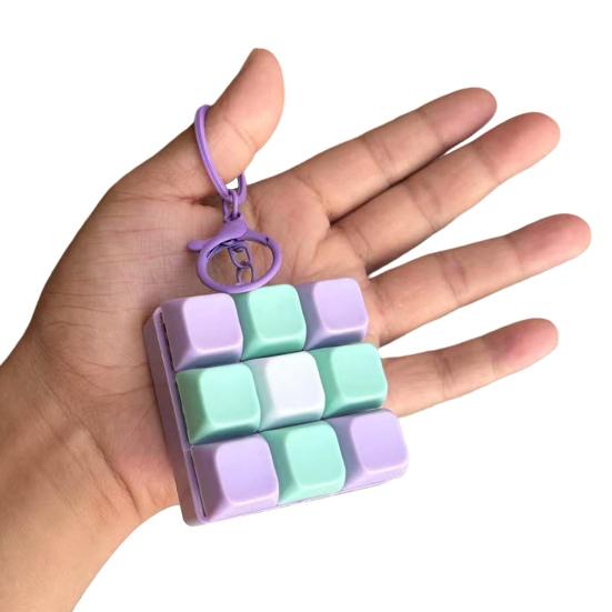 Yousheng 9-Keys Fidget Keyboard Keychain Stress Anxiety Relief Keyboard Clicker Keychain Portable Decompression Button Sensory Toy