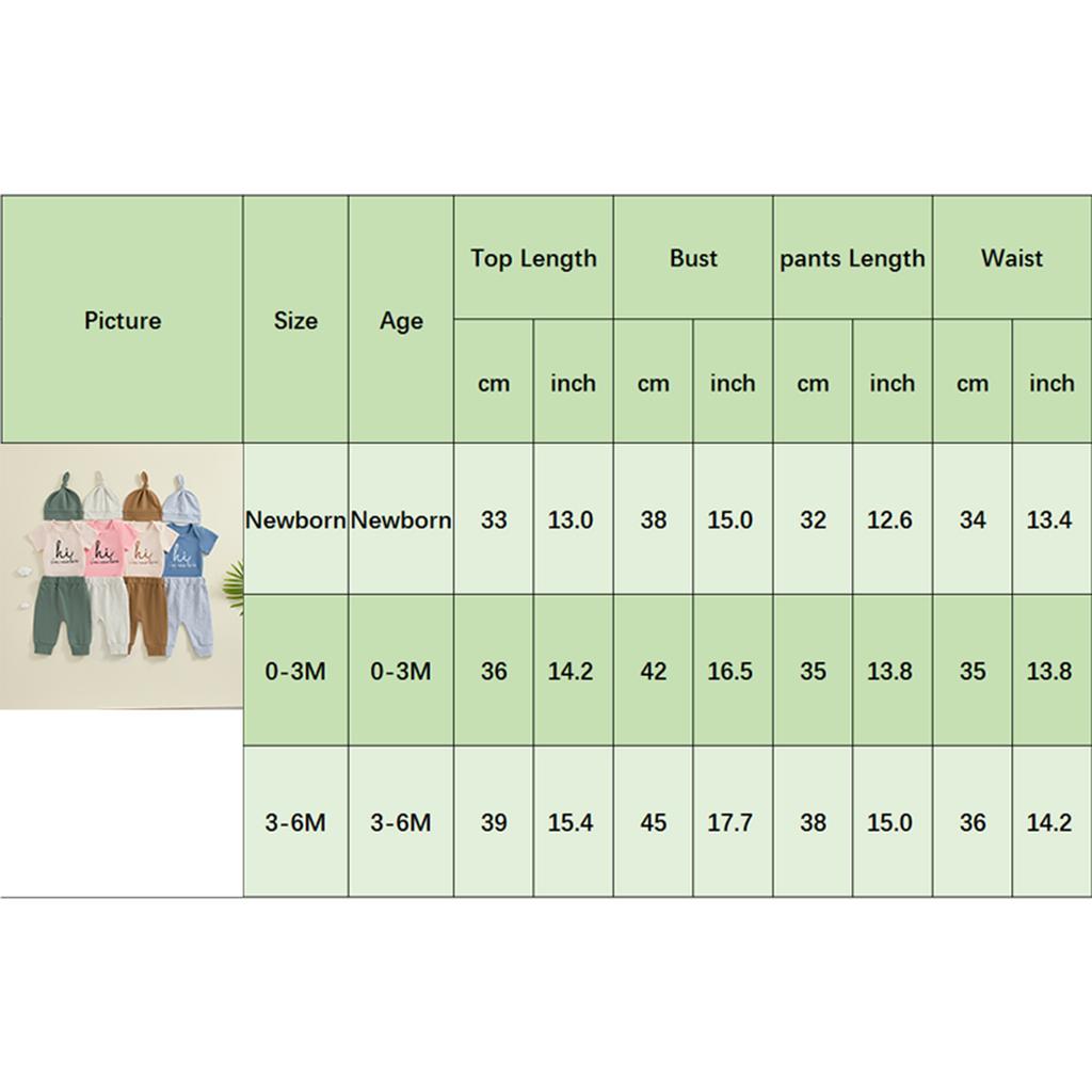 Baby Girl Boy Summer Outfits Letter Embroidery Short Sleeve Romper Elastic Waist Pants Hat Newborn Clothes Set