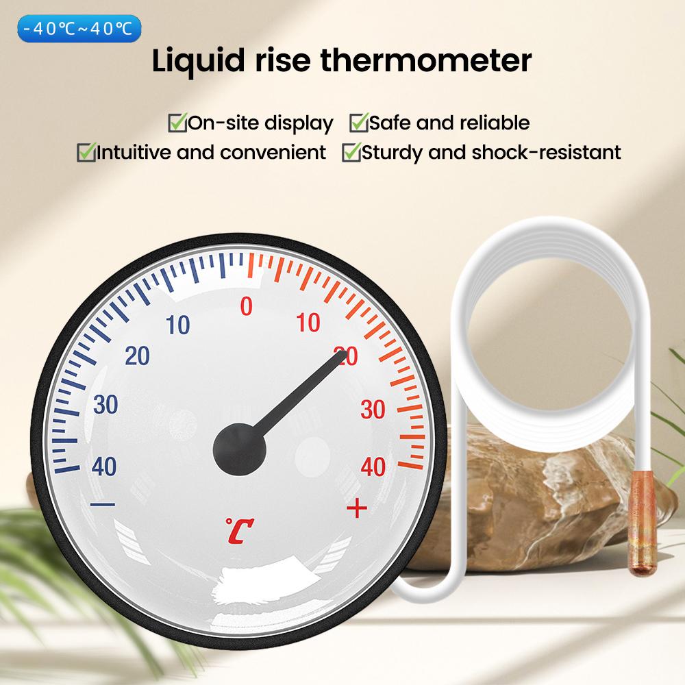 Dial Thermometer Capillary Temperature Gauge - 40 ℃ to 40 ℃ or 0 ℃ to 120 ℃ Water & Oil with Sensor Probe Liquid Water Thermomet