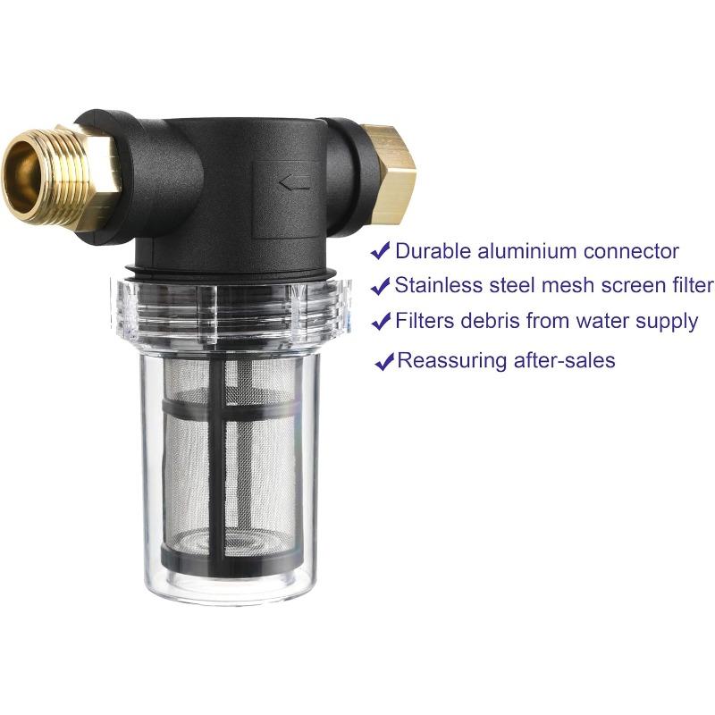 Garden Hose Filter for Pressure Washer inlet Water, Inline Filter for Sediment, 40 Mesh Screen, Extra 100 Mesh