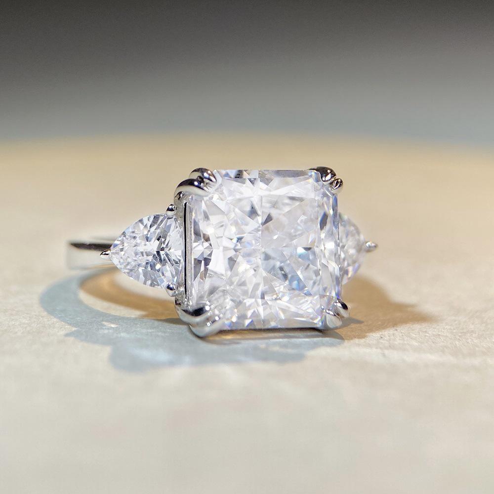 Элегантное кольцо из стерлингового серебра S925 с цирконом для женщин - европейский и американский стиль, дизайн с бриллиантами с высоким содержанием углерода