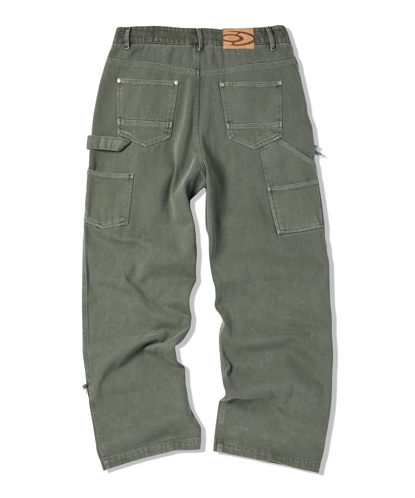 TRAVEL Distressed Twill Pigment Carpenter Pants Union Khaki