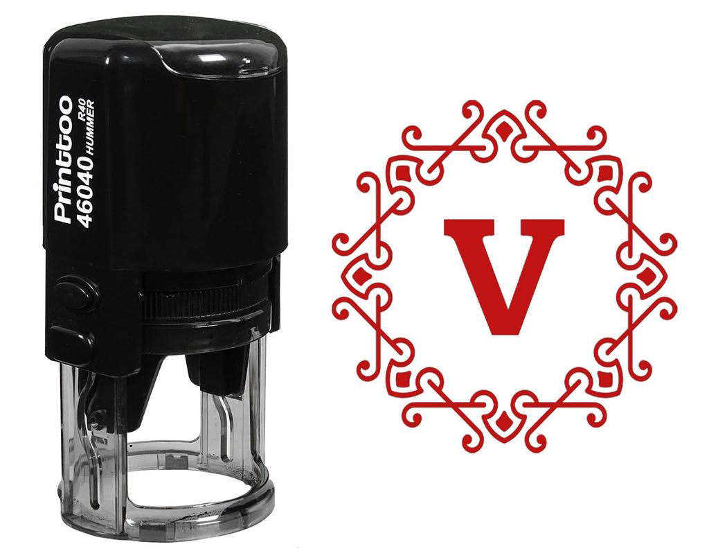 Printtoo Self Inking R-40 Octagon Celtic Swirl Frame Alphabet V Monogram Office Стационарная резина