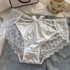 French Satin Lace Mid-Waist Sexy Bow Panties - Breathable Polylactic Acid