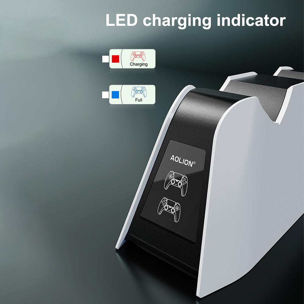 Док-станция AOLION ALP500701 с двумя слотами для быстрой зарядки для Sony PS5 DualSense Edge Controller Charger со светодиодным индикатором