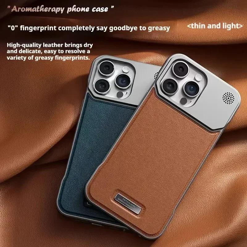 Магнитный чехол для ароматерапии из ПУ-кожи для iPhone 17 Air 11 12 13 14 15 16 Pro Max Plus Mini, чехол без рамки с поддержкой беспроводной зарядки