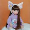 22'' 55cm Complete Set Silicone Body Reborn Baby Girl Doll with Beautiful Clothes Realistic Long Hair Newborn Doll Princess Toddler Baby Girl Toy Gift