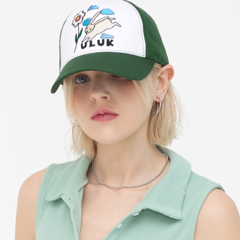 ULUK Flower Rabbit Embroidered Cotton Two-Color Ball Cap (3 Colors)