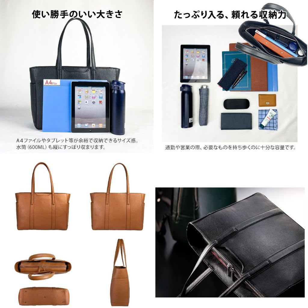 Роскошная сумка-тоут из натуральной кожи, воловья кожа, B4, большая, длинная, деловая, высококачественная, зернистая, [KAKKOII], совместимая, вместительная, с ручкой, сумка, кожа, мужская,