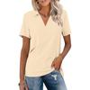 Women's Short Sleeves T Shirts Summer V Neck Shirts Collared Casual Basic Tees Blouse