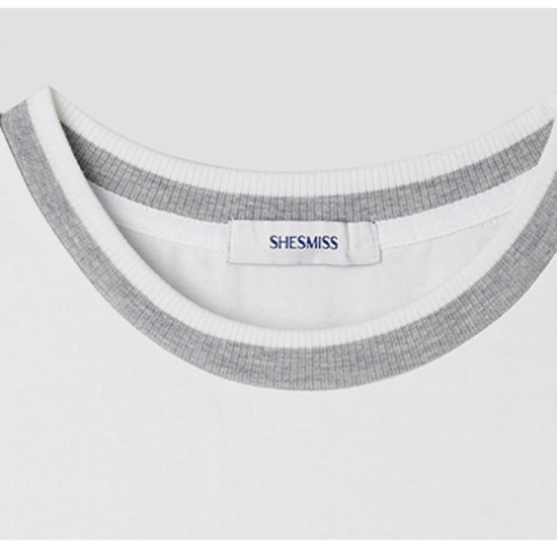 [She S Miss] Футболка с круглым вырезом и короткими рукавами в тон цвета SwjTSp22030
