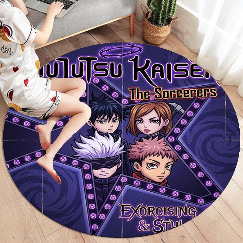 Ковер с круглым ворсом Jujutsu Kaisen Ковер для гостиной, спальни, дивана, игровой комнаты Декор Нескользящий коврик для пола