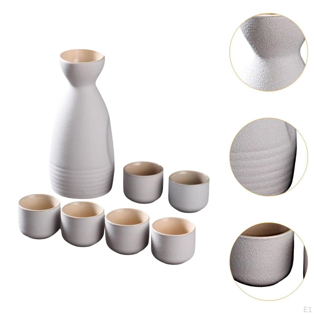 Ceramic Drinkware Set with Sake Pot and Six Cups