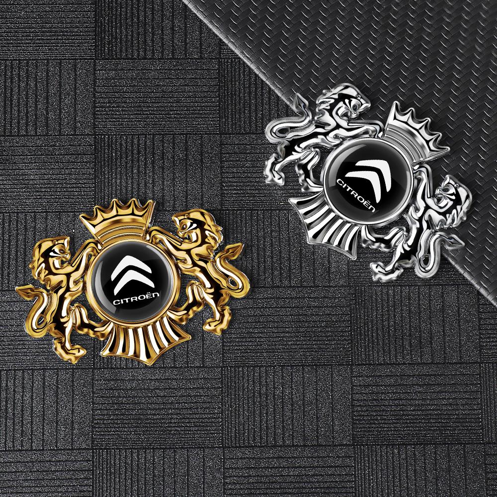 VYTR5 1PCS Car Style Body Trunk Decoration Sticker 3D Metal Lion Crown Emblem Sticker For Citroen C1 C2 C3 C4L VTS C-ELYSEE C3-XR DS