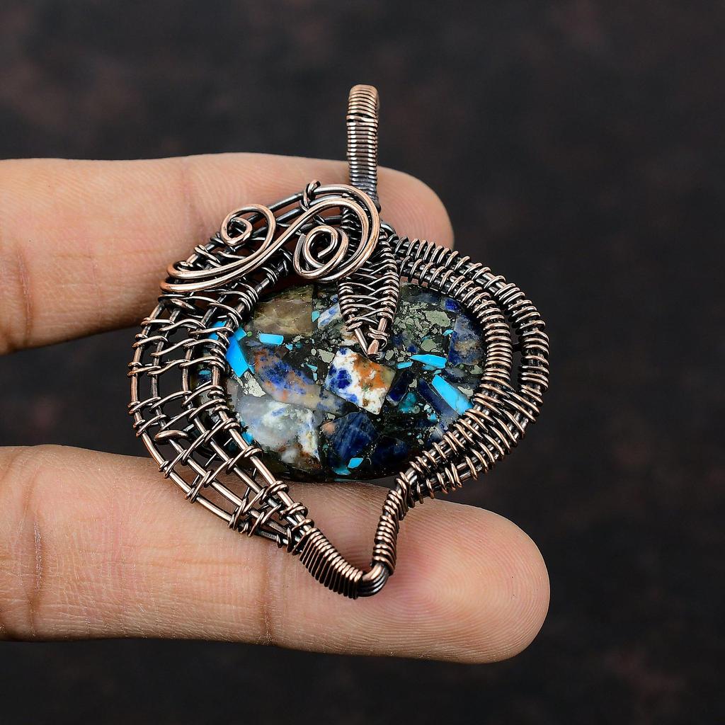 Copper Multi Turquoise Pendant Copper Wire Wrapped Gemstone Pendant Beautiful Copper Jewelry Handmade Pendant Gift For Mom Wire Wrap Jewelry