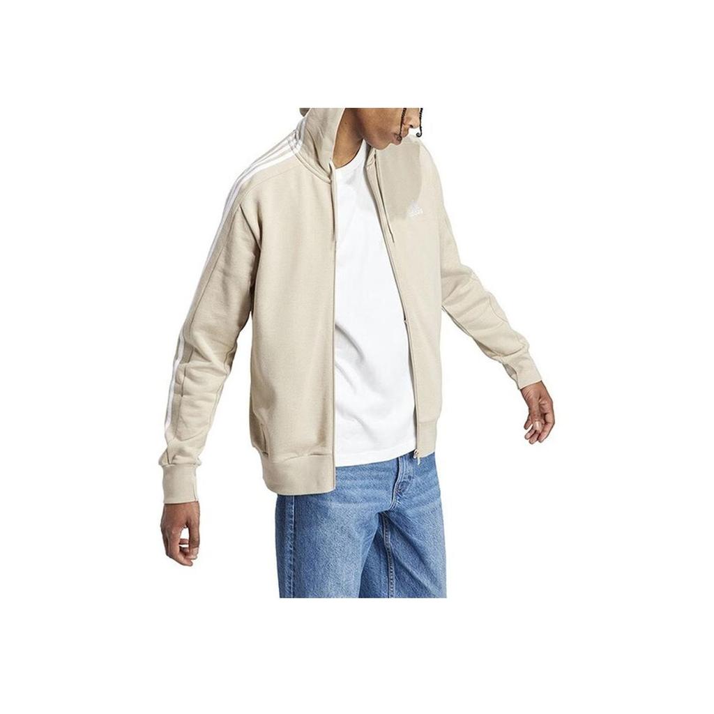 Adidas Ветровка с боковой полосой, мужская куртка с капюшоном, верхняя одежда бежевого цвета IJ8695