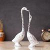 Pair of Kissing Duck, Swan Showpiece for Home Decor - 29 Cm (Silver)