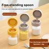 Glass Spice Jar with Spoon Locking Design Airtight Lid Multifunctional Seasoning Container for Spices Salt Sugar