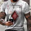 Men's Short-sleeved T-shirts Summer Casual Retro Hip-hop Style Round Neck Playing Card Pattern 3Dprinted Oversized T-shirts