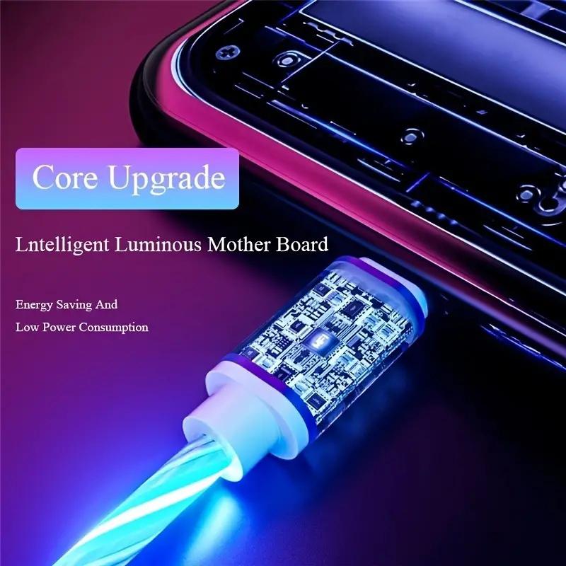 Flow Luminous LED кабель для зарядки 3A быстрая зарядка USB A для iPhone 14 13 12 X USB провод светодиодный кабель светящийся кабель для Airpods iPad