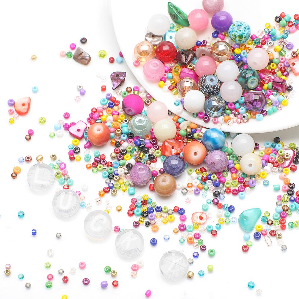 LUCKY буква круглая бусина просо бусина стеклянный хрустальный бусина комбинация набор DIY цепочка для мобильного телефона бижутерия бисерный материал сумка