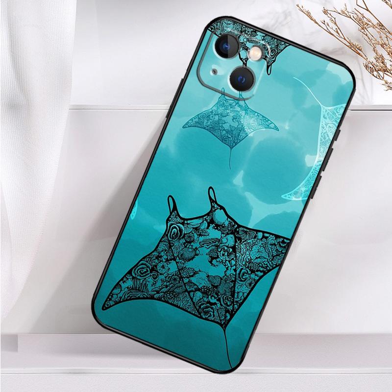 Animal Manta Ray Case For iPhone 14 16 15 Pro Max 11 12 13 Mini 7 8 Plus X XR XS MAX Soft Shockproof Cover