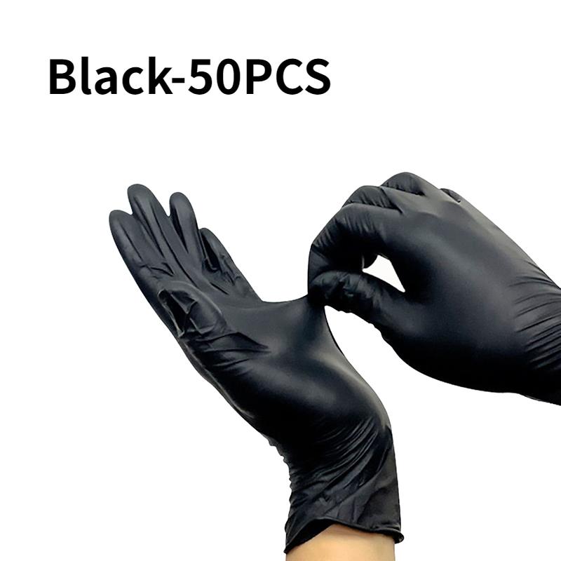 50/100 шт одноразовые черные нитриловые перчатки бытовые кухонные для уборки ванной комнаты мытья посуды маникюра парикмахерских татуировок