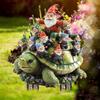 Gnome Family On Turtle Garden Stake Outdoor Acrylic Gnome Turtle Figurine with Stake for Lawn Patio Balcony Yard Decor