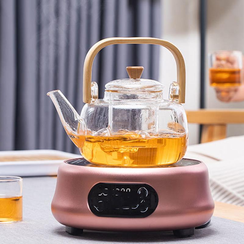 1000ML Glass Teapot Portable Wood Handle Glass Kettle Heat-Resistant Transparent Tea Pot Home Coffee Tea Bottle Kitchen Supplies