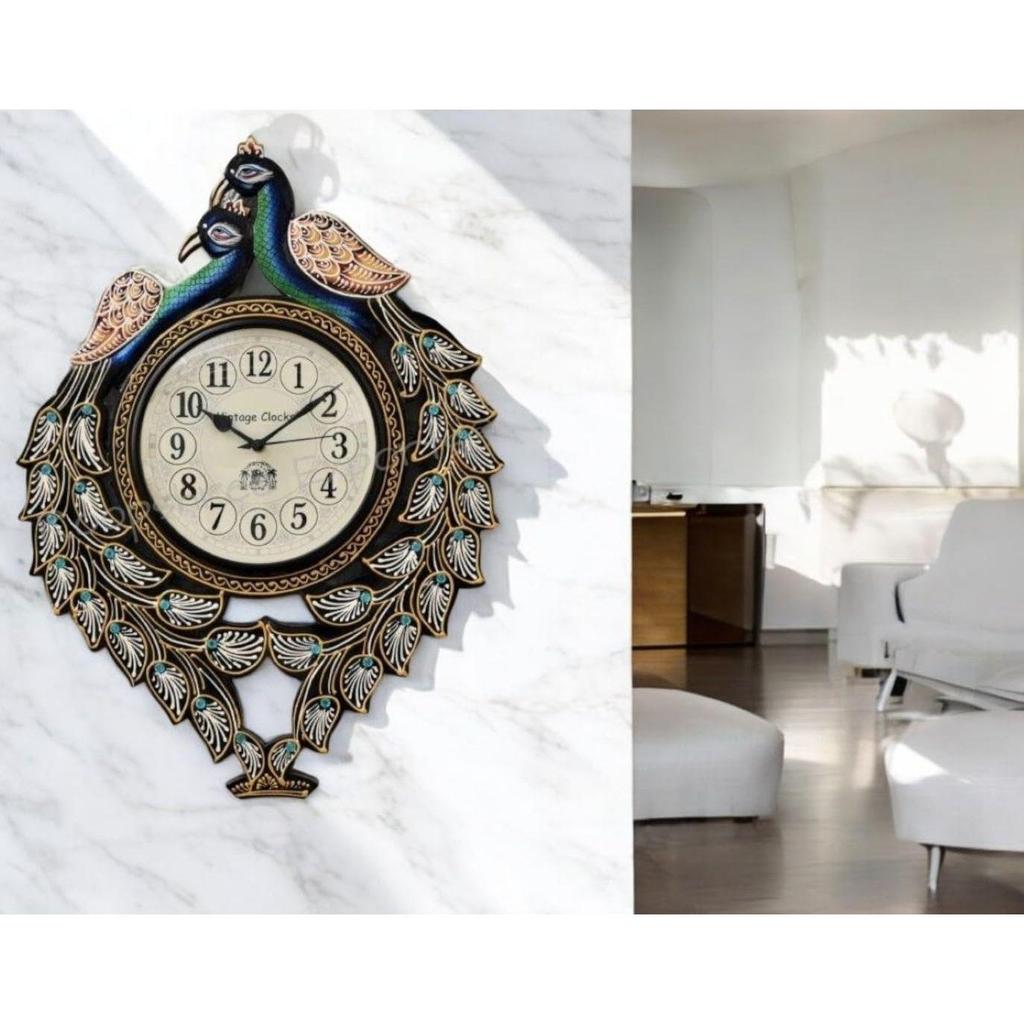 Большие часы из соснового дерева «Павлин»