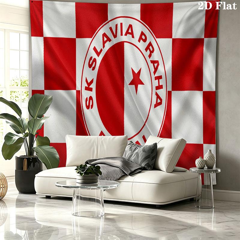 SK Slavia Praha Art Wall tapestry, aesthetic printed fabric blanket, suitable for bedroom, living room, and home decor.
