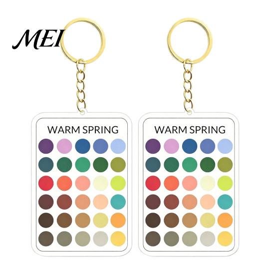 Makeup Color Guide 2Pcs Palette Keychain Pendant, Clear Acrylic Season Analysis Swatches Spring Summer Fall Winter Colors Keychain, Card, Gifts