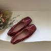 Fashion Japanned Square Toe Bowtie Ballets Shoes Ladies Soft Roll-Up Flats Loafers Barefoot Mocassines Woman Slip On Office Dress Shoes