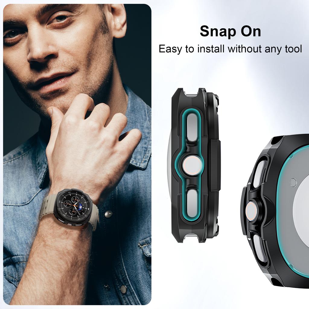 Чехол для ПК + Защитное кольцо Для Samsung galaxy watch 8 classic 46 мм Аксессуары Полый бампер-оболочка Для galaxy watch 8 classic чехол