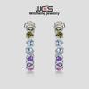Rainbow Zircon S925 Silver Earrings: Colorful Love Design for Women