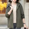 Plus Size Middle Age Women's Jackets Hooded Autumn Elegant Long Sleeve Casual Coats Ladies Outerwears