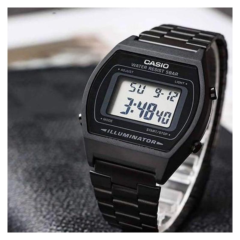 Casio Классические Ретро Мода Простой ЖК-дисплей Квадратный циферблат Спортивные Водонепроницаемые Кварцевый механизм Стальной ремешок Японские и Корейские часы B640WB-1A