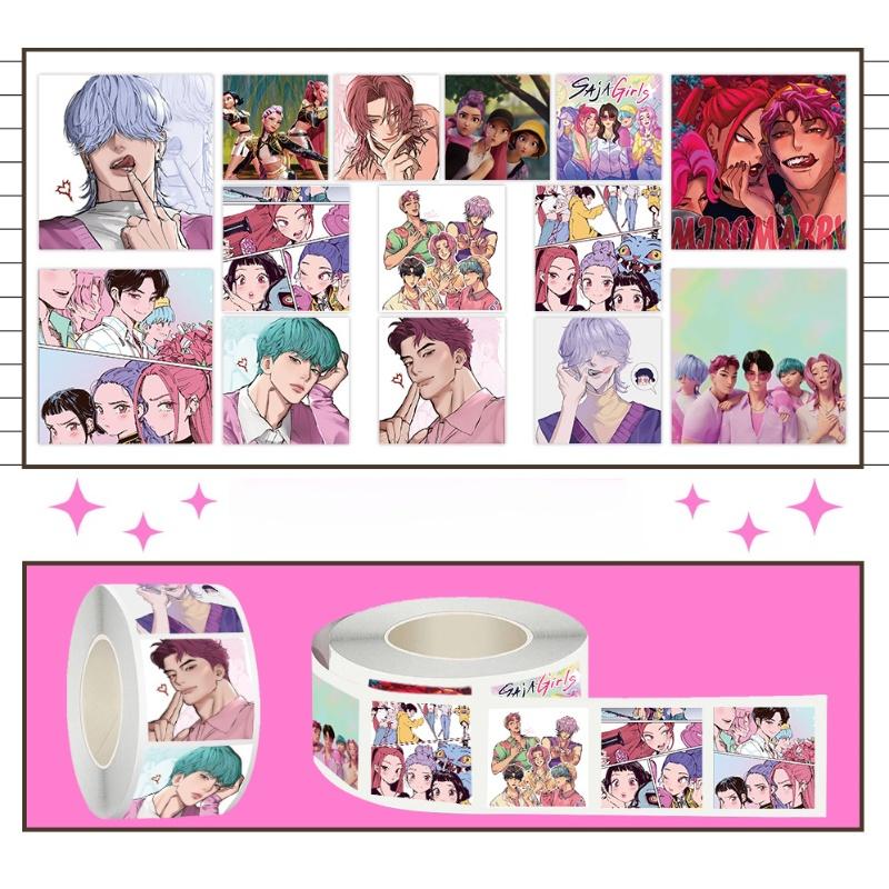 500 шт./рулон Аниме K-pop Охотники на демонов Мультяшные наклейки для запечатывания Сделай сам Скрапбукинг Наклейки для ноутбука Багажа Украшение Награда Подарок