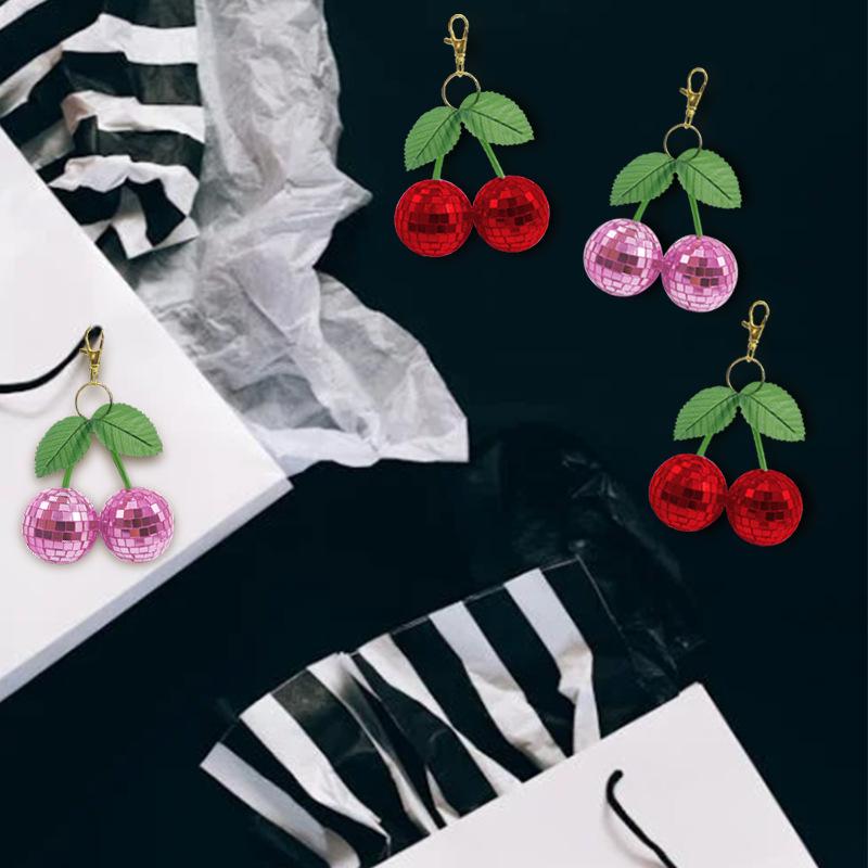 WTEMPO Свадебный Розовый Красный Вишня Диско-шары Брелоки Сделай сам Сумки Рюкзаки Подвески Подвески Ключ от двери Ключ от машины Брелоки Украшения