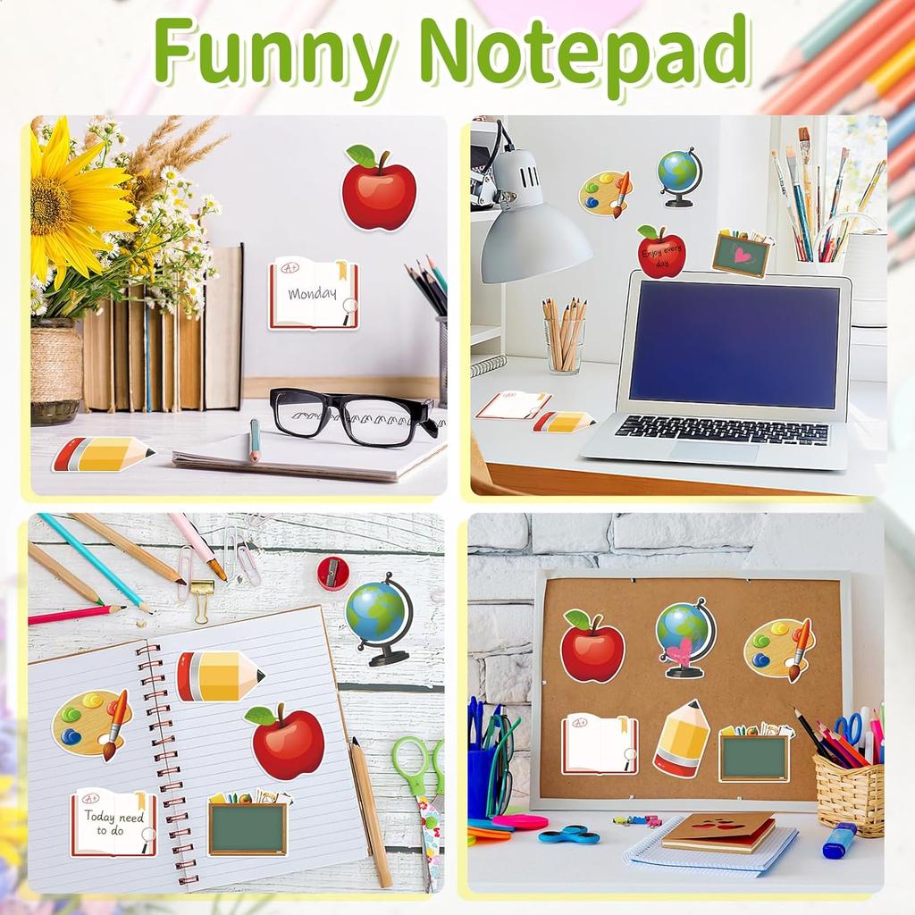 30 Pack Back to School Sticky Notes Total 600 Sheets Funny Notepads Self-Adhesive Writing Memo Pad for Kids Teens School Classroom Office Supplies