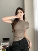 Sexy Tank Top Solid Halter Crop Tops Women Summer Camis Turtleneck Camisole Fashion Casual Tube Female Short Sleeve T Shirts