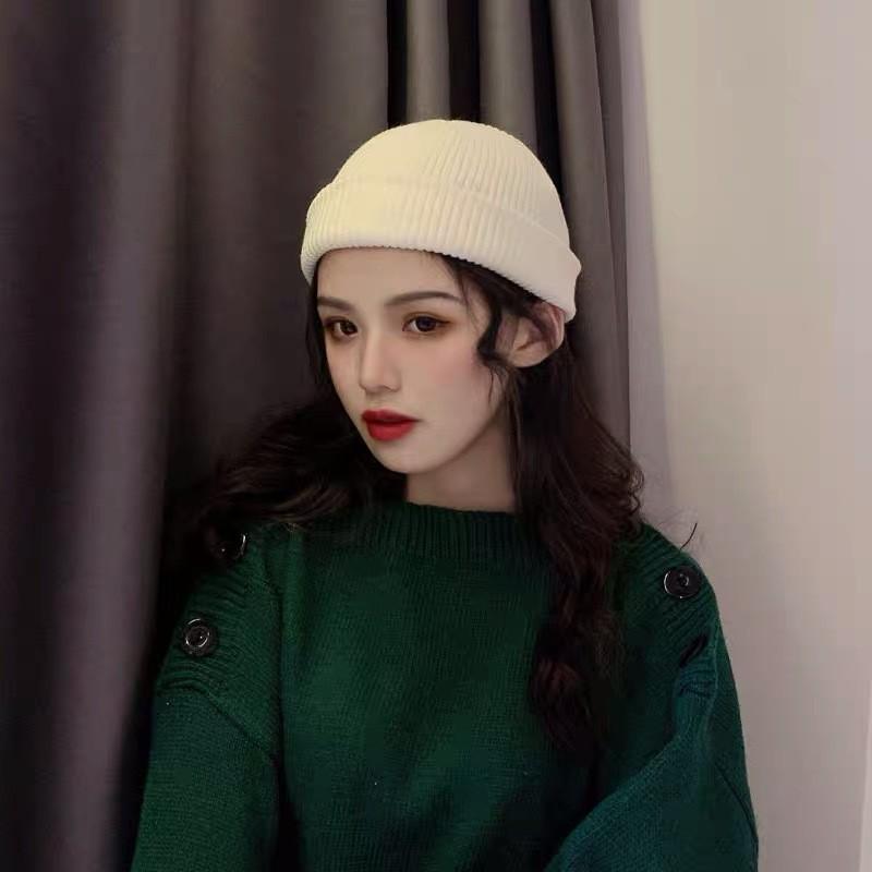 Унисекс Вязаная Шикарная Шапка Зимняя Мягкая Хлопковая Шапка Теплая Дизайн с Круглым Верхом