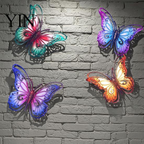 Waterproof Metal Wall Ornaments Butterfly Decorations, Garden Art Sculpture, Decorative Pieces Weatherproof Hanging Decor for Patio Fence Home