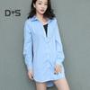 Женское повседневное платье-рубашка весна-осень средней длины платье-рубашка с лацканами и длинными рукавами однобортная длинная рубашка однотонная ночная рубашка