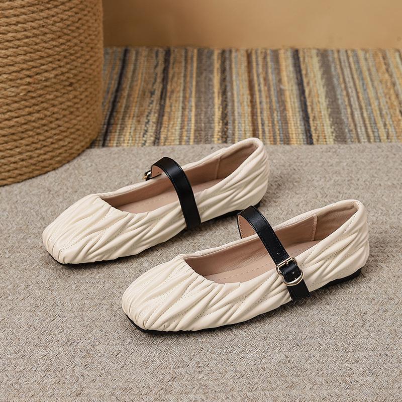 Женские балетки Мэри Джейн Туфли с квадратным закрытым носком, нарядные туфли без застежек на плоской подошве для женщин, повседневные туфли Мэри Джейн на плоской подошве с регулируемым ремешком на щиколотке