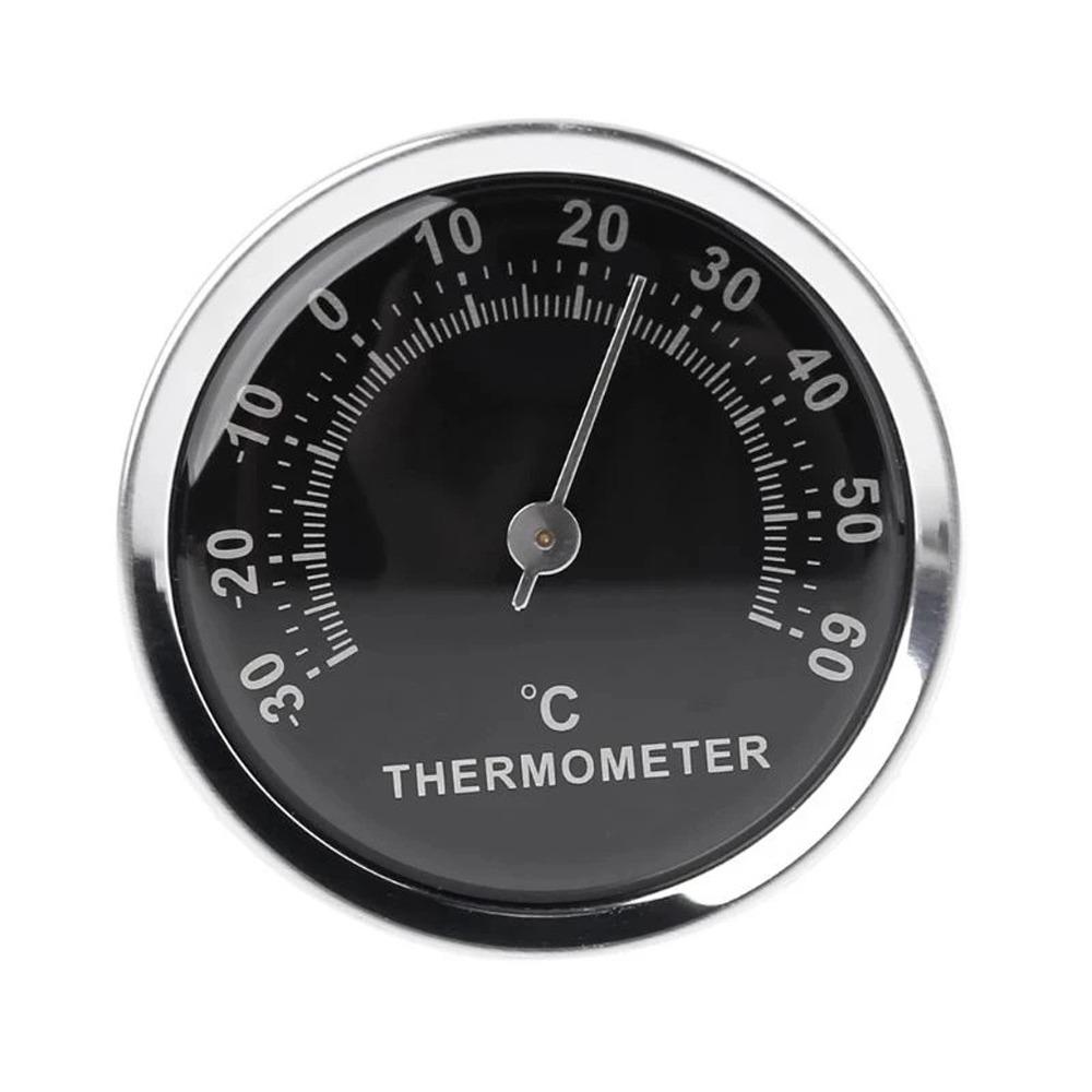 2 in 1 Gauge Mini Pointer Thermometer No Battery Required Diameter 58MM Temperature Meter Metal Case -30℃~50℃ Range