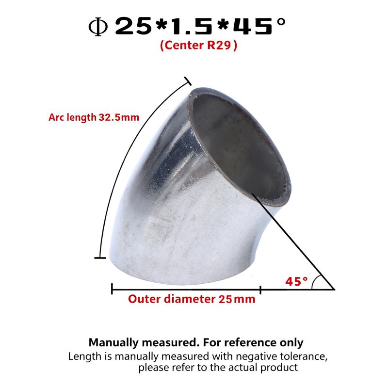 45° Weld Elbow Corrosion Resistant 304 Stainless Steel Butt Weld Pipe Fitting 16-80mm OD for Gas Pipelines
