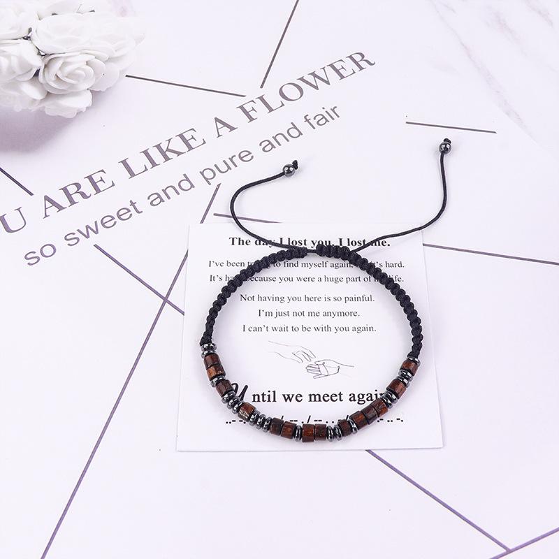 Tiger's Eye Morse Code Bracelet Unisex Black Iron Stone Separator Rope Weaving Obsidian Morse Code Bracelet