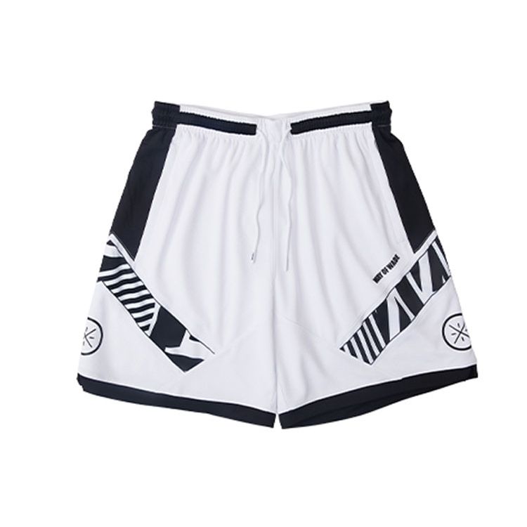 Li-Ning Шорты для баскетбола Wade Series с буквенным принтом и завязками, прямые, мужские, белые AAPS271-1