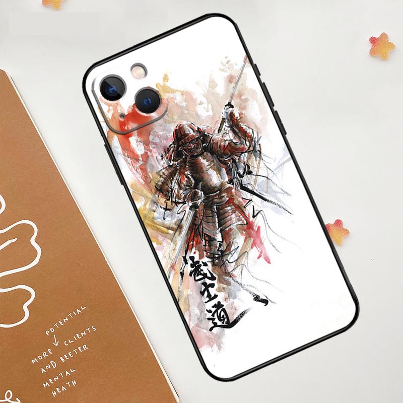 Japanese Bushido Samurai Case For iPhone 13 12 11 14 15 16 Pro Max Mini XR XS X Plus Silicone Bumper Cover Capa